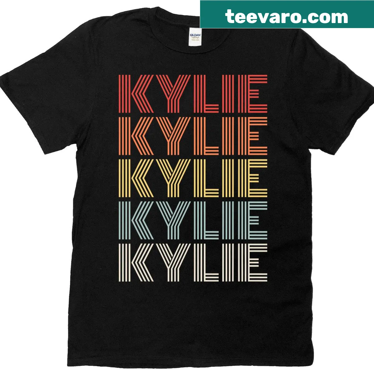 Vintage personalized T-shirt with the name Kylie in retro font — on a men's t-shirt