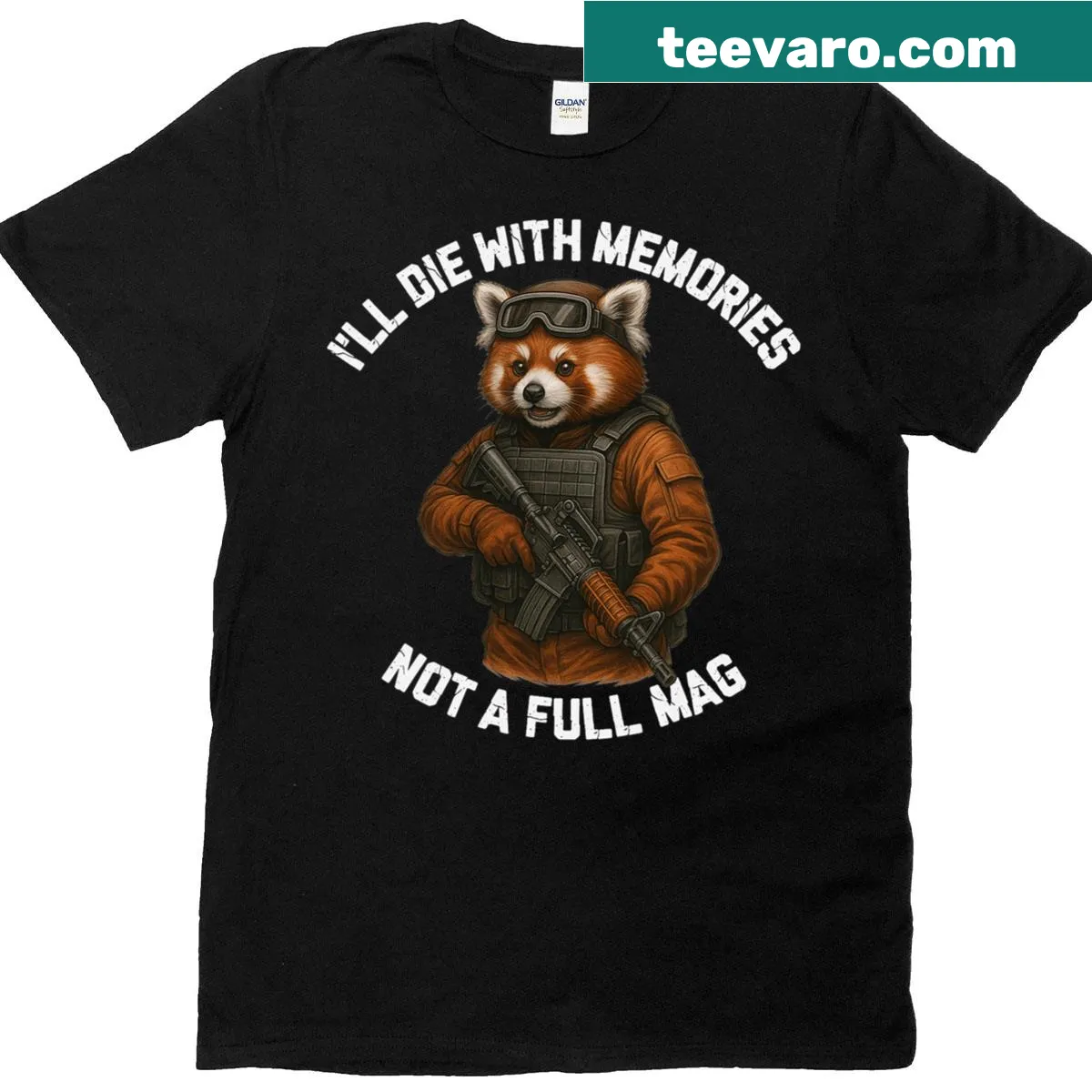 Sentimental red panda T-shirt with a heartfelt message about memories — on a men's t-shirt
