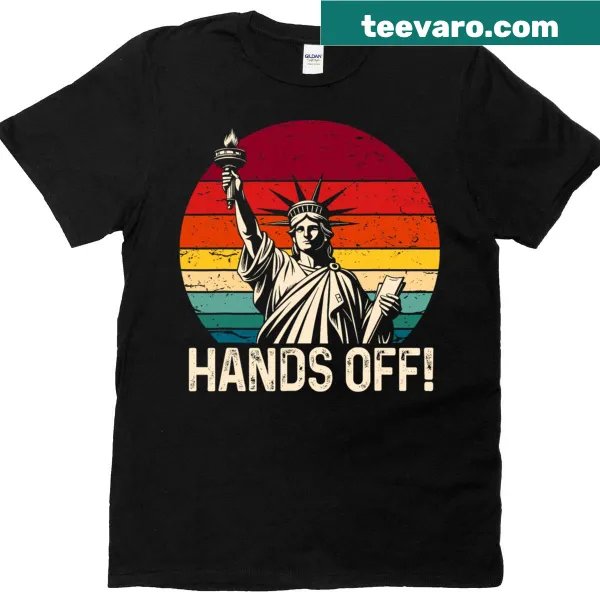 Meme t-shirt with the Statue of Liberty and 'Hands Off' text