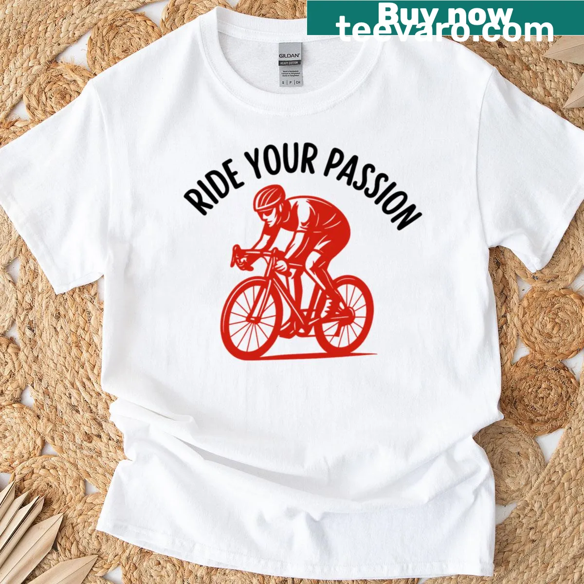 Cyclist silhouette graphic on a T-shirt promoting passion for cycling — on a men's t-shirt