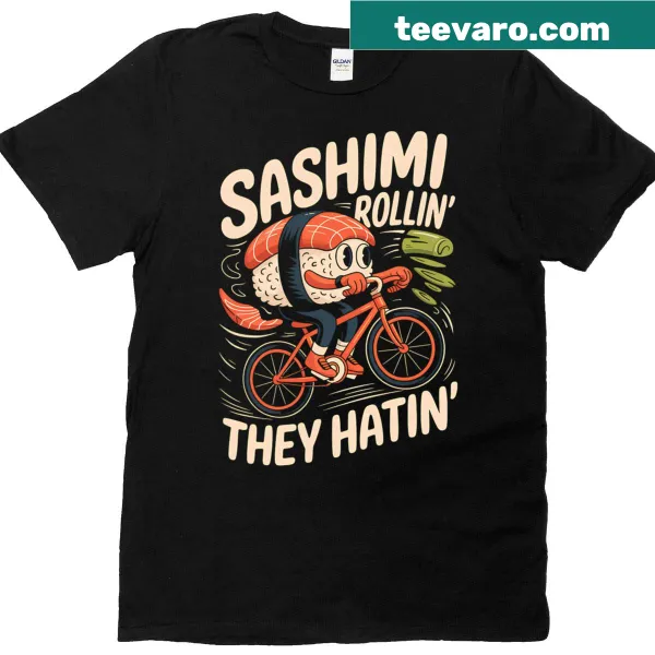 Funny sushi lover cycling t-shirt with humorous text