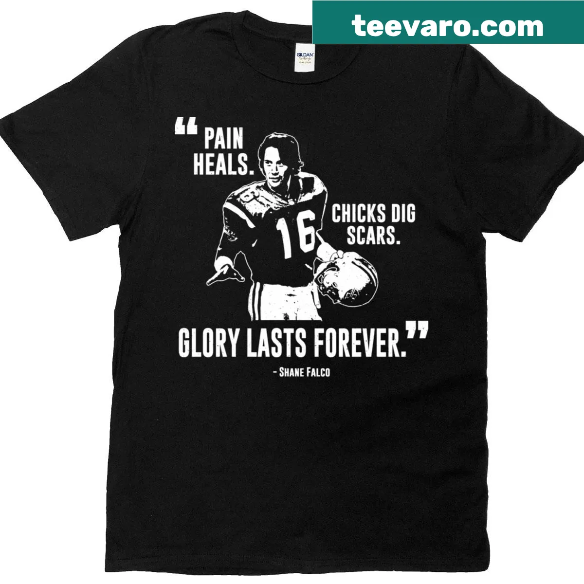 Graphic T-shirt with motivational quote inspired by Shane Falco — on a men's t-shirt