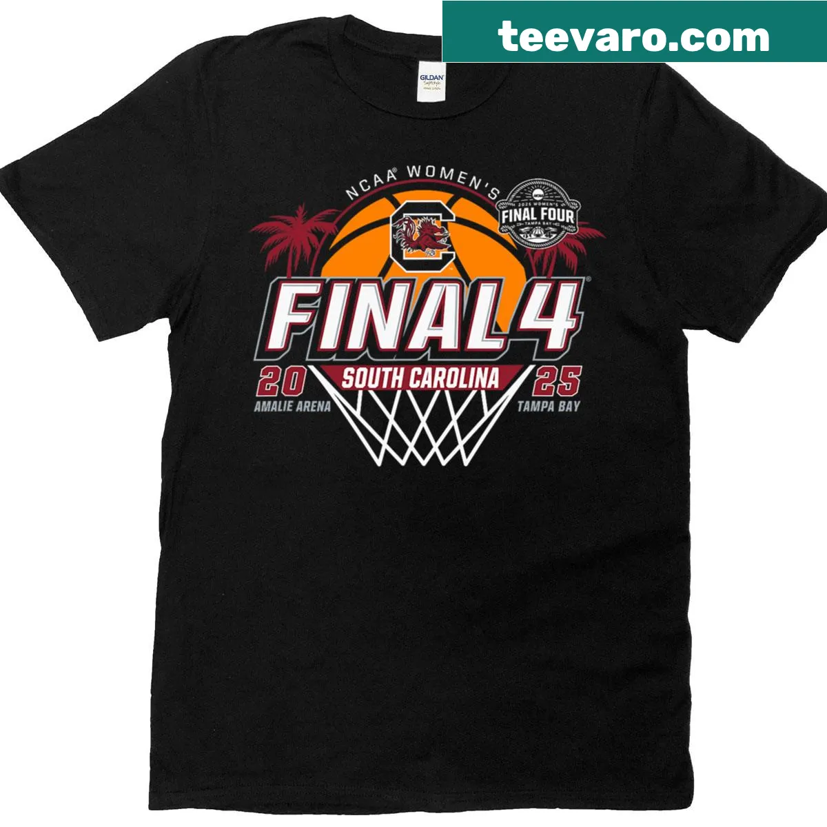 Gamecocks Final Four 2025 W Basketball T-shirt design. — on a men's t-shirt