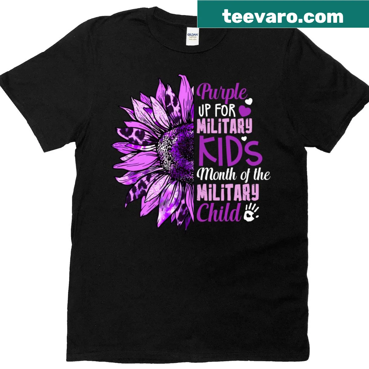 T-shirt featuring a sunflower design for military kids. — on a men's t-shirt