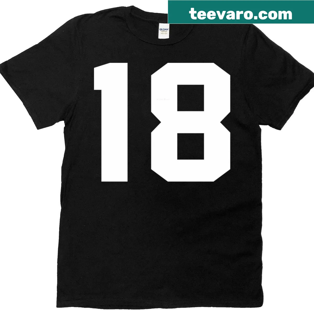 Essential Team Jersey t-shirt with number 18 design — on a men's t-shirt