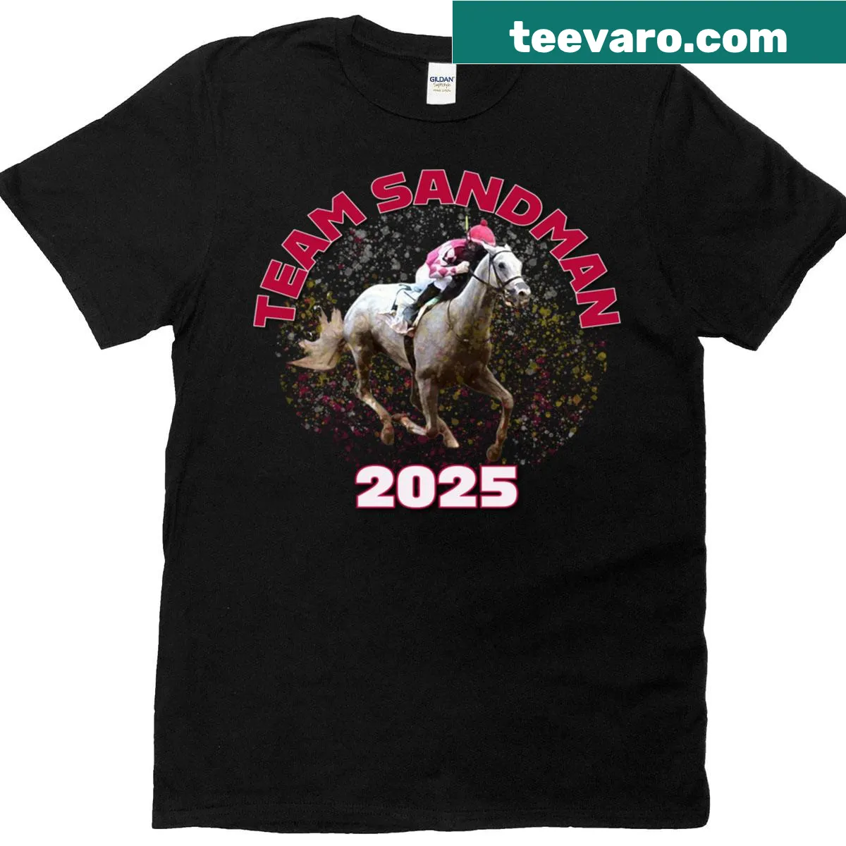 Team Sandman 2025 Kentucky Derby t-shirt with bold typography — on a men's t-shirt
