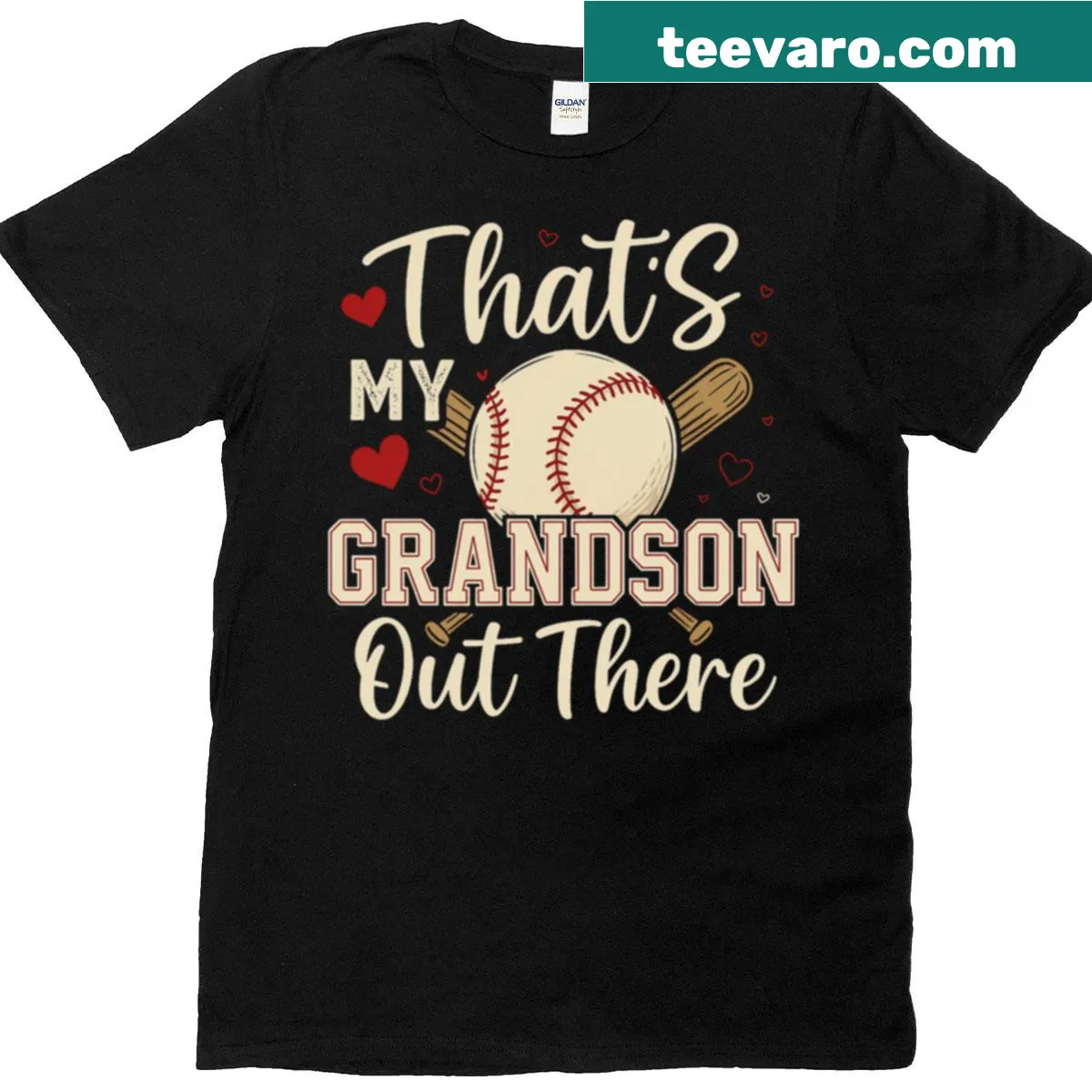 Grandpa T-shirt with 'That's My Grandson Out There' text — on a men's t-shirt