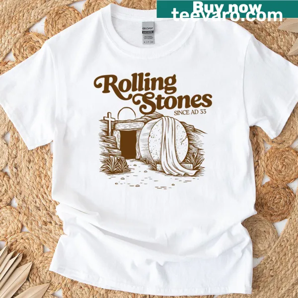 Retro Easter design with 'He Alive' text and stone illustration