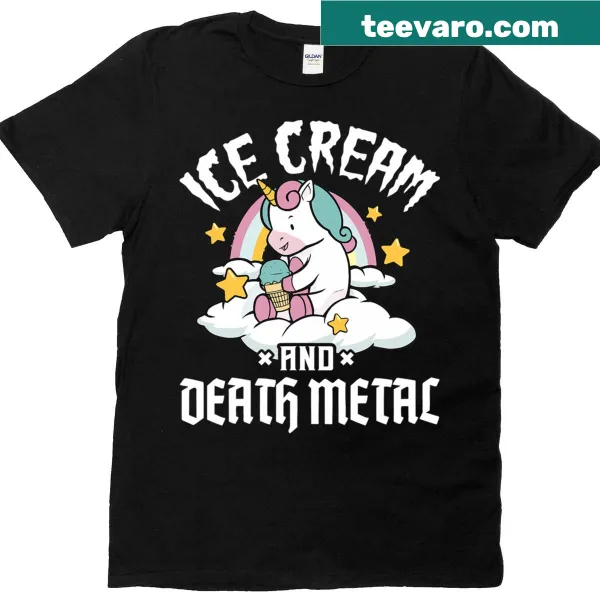Illustrated unicorn with heavy metal and ice cream theme