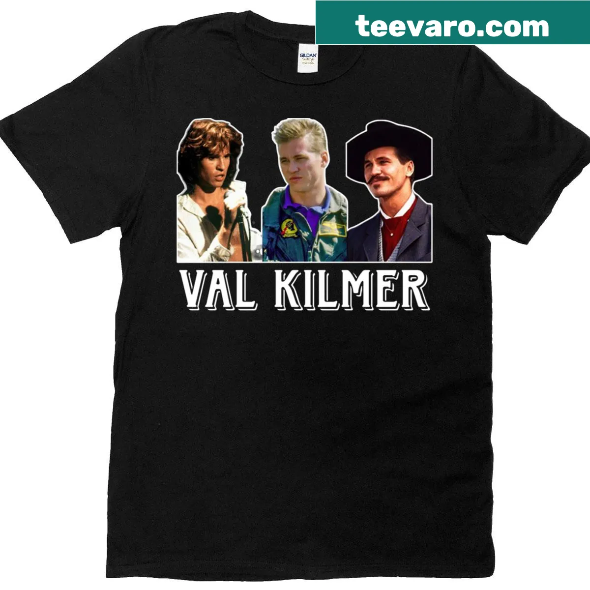 Graphic honoring Val Kilmer's roles as a Hollywood icon — on a men's t-shirt