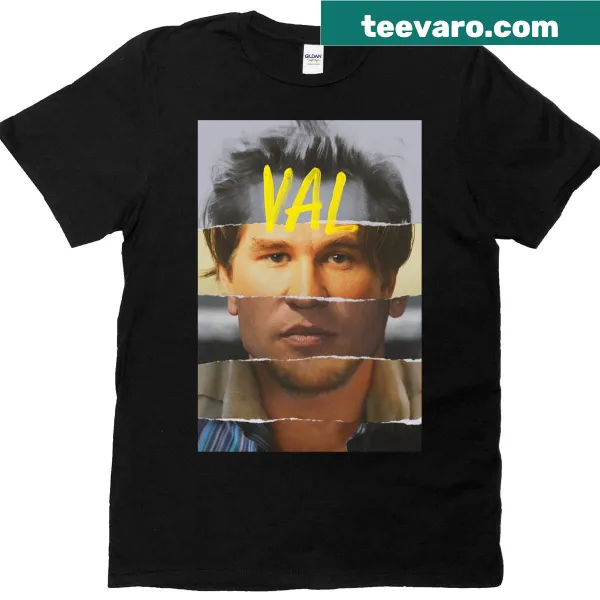 Stylized movie poster design featuring Val on a T-shirt
