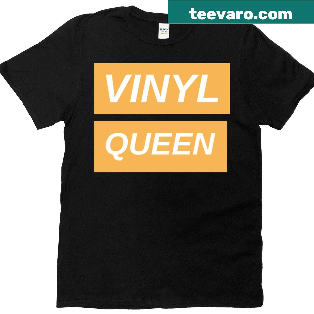 Vinyl Queen classic t-shirt with record graphic — on a men's t-shirt
