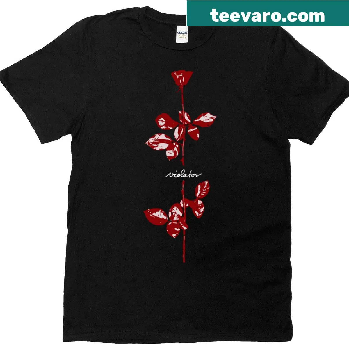 Vintage distressed Depeche Mode Violator album graphic t-shirt — on a men's t-shirt