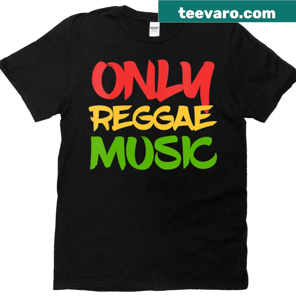 V-neck t-shirt for women with reggae band member text — on a men's t-shirt