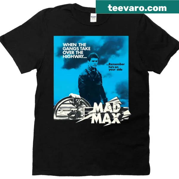 Vintage-style T-shirt featuring the Mad Max movie poster design.
