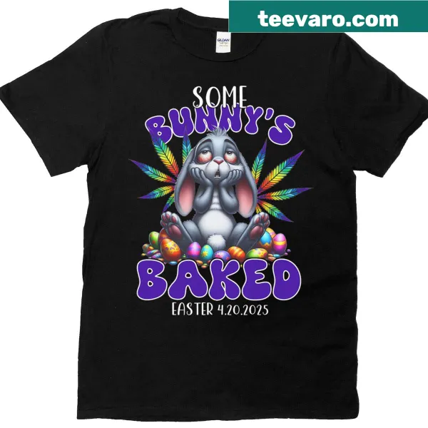 Funny Easter Bunny T-shirt with a cannabis-themed graphic