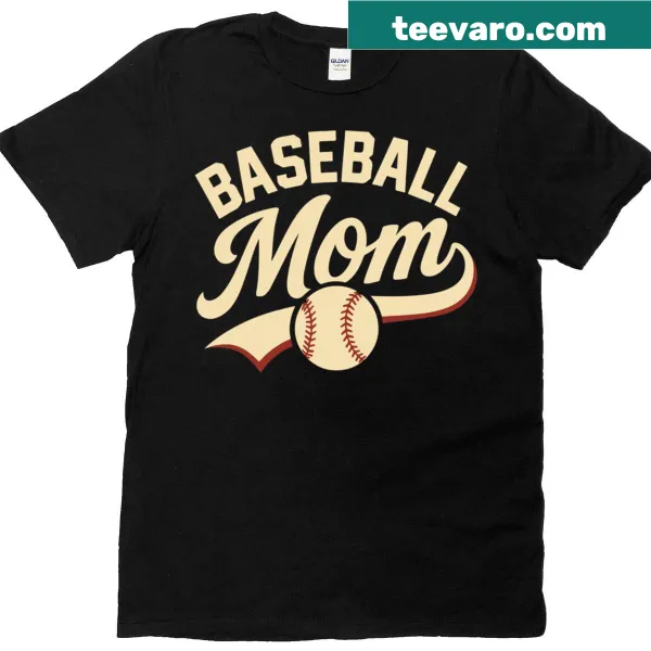 Stylish t-shirt declaring 'Baseball Mom' in bold text
