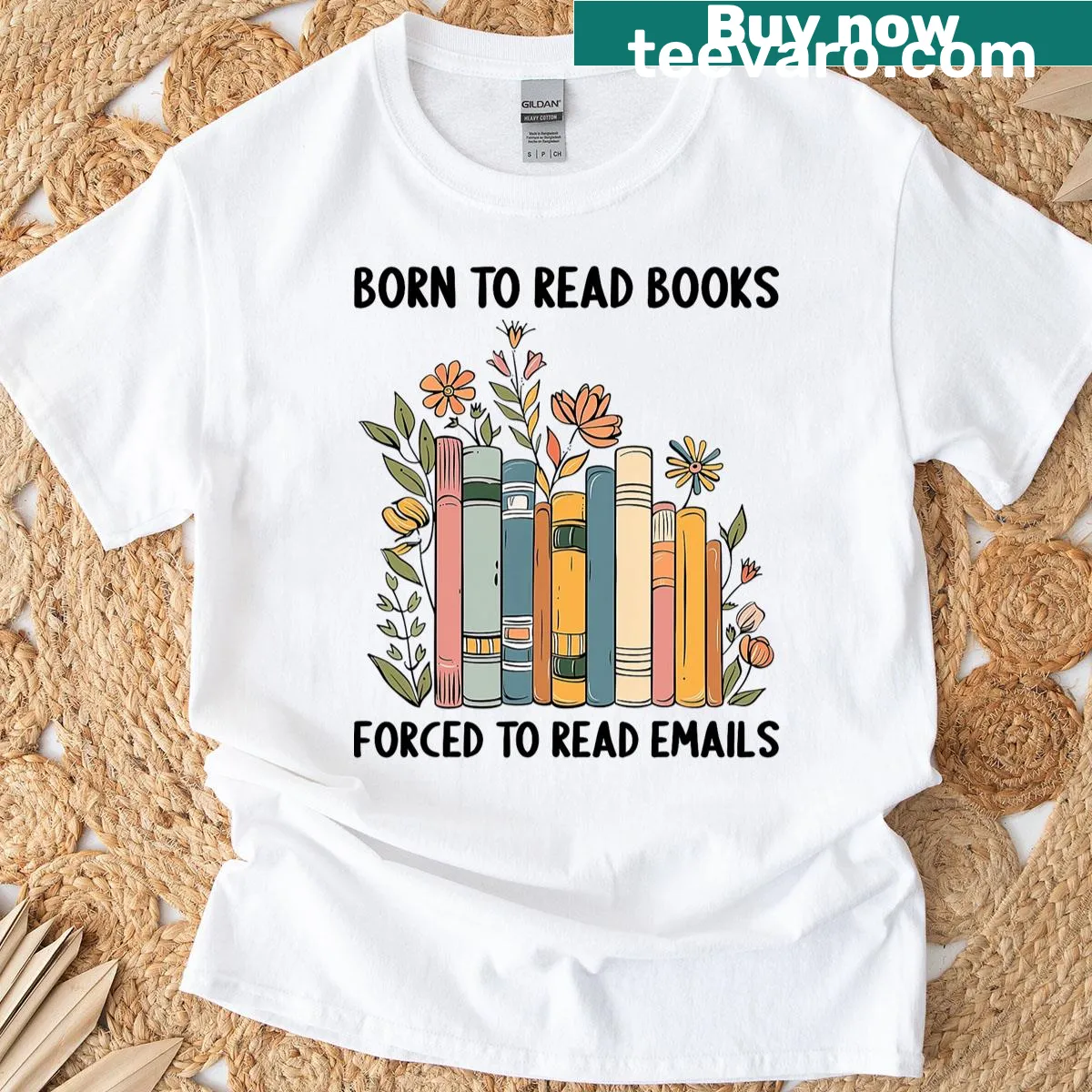Funny quote T-shirt for librarians about reading books and emails — on a men's t-shirt