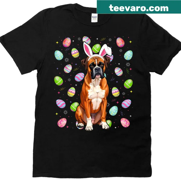 Cute Boxer dog t-shirt for Easter with bunny ears design