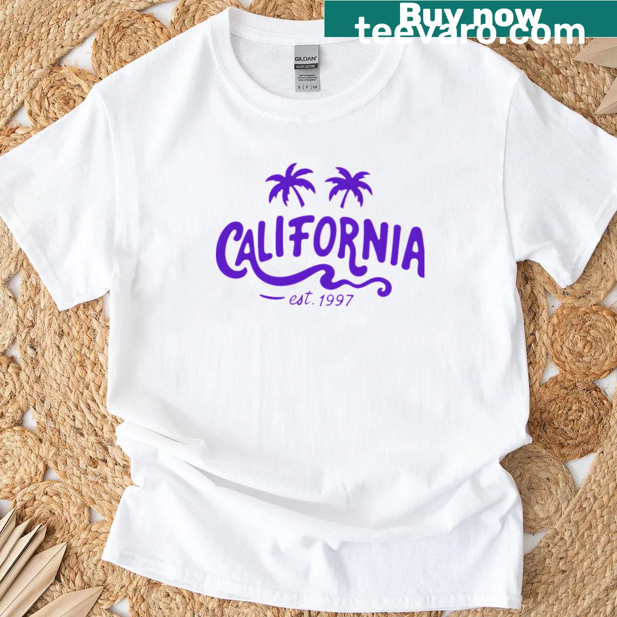Retro California Dreamin graphic T-shirt — on a men's t-shirt