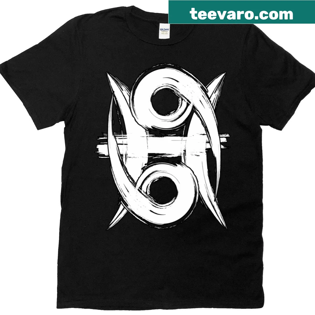 Classic T-shirt featuring Cancer and Pisces zodiac symbols — on a men's t-shirt