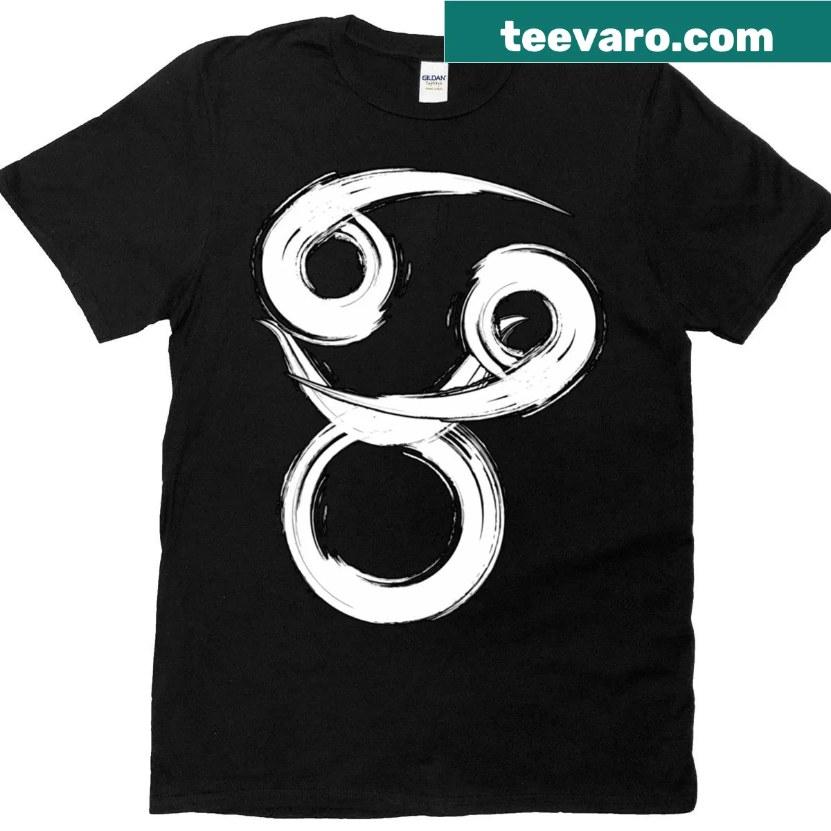 Cartoon-style T-shirt featuring Cancer and Taurus zodiac signs. — on a men's t-shirt