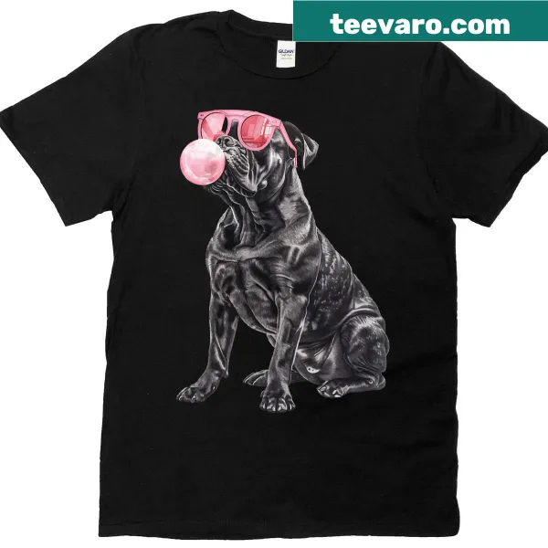 Cane Corso illustration chewing bubble gum on t-shirt