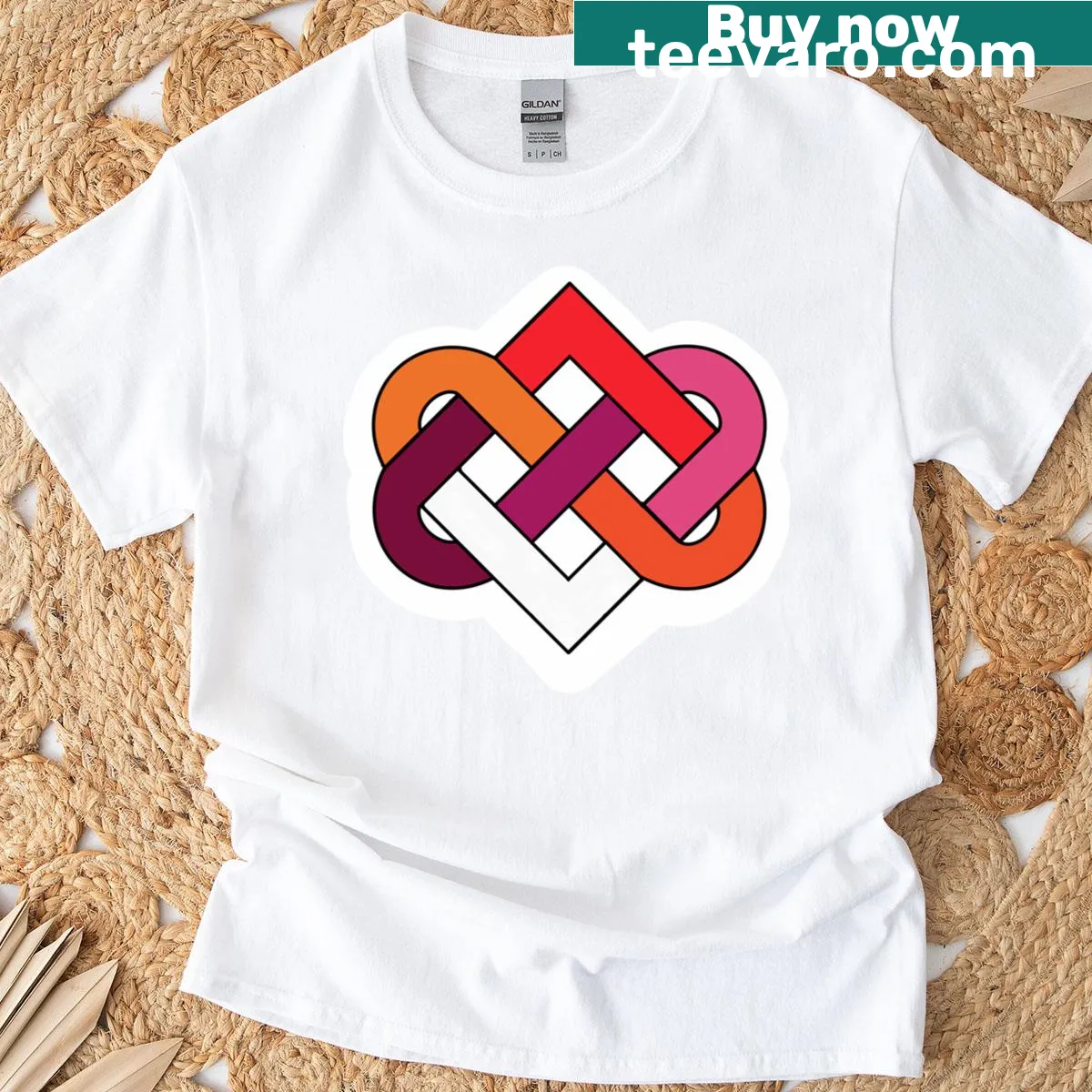 Celtic heart double knot illustration on a pride-themed t-shirt — on a men's t-shirt