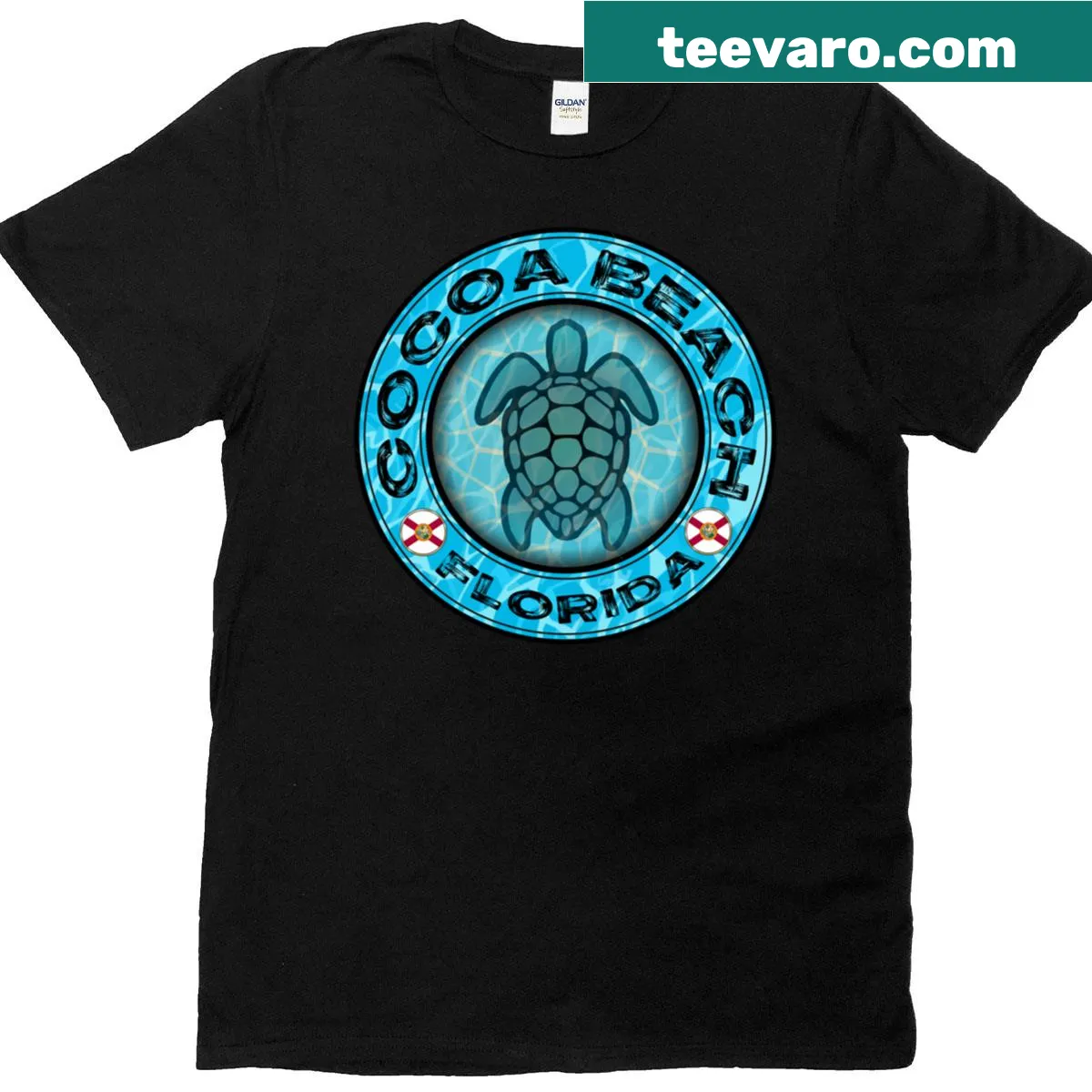 Vintage sea turtle graphic T-shirt inspired by Cocoa Beach, Florida — on a men's t-shirt