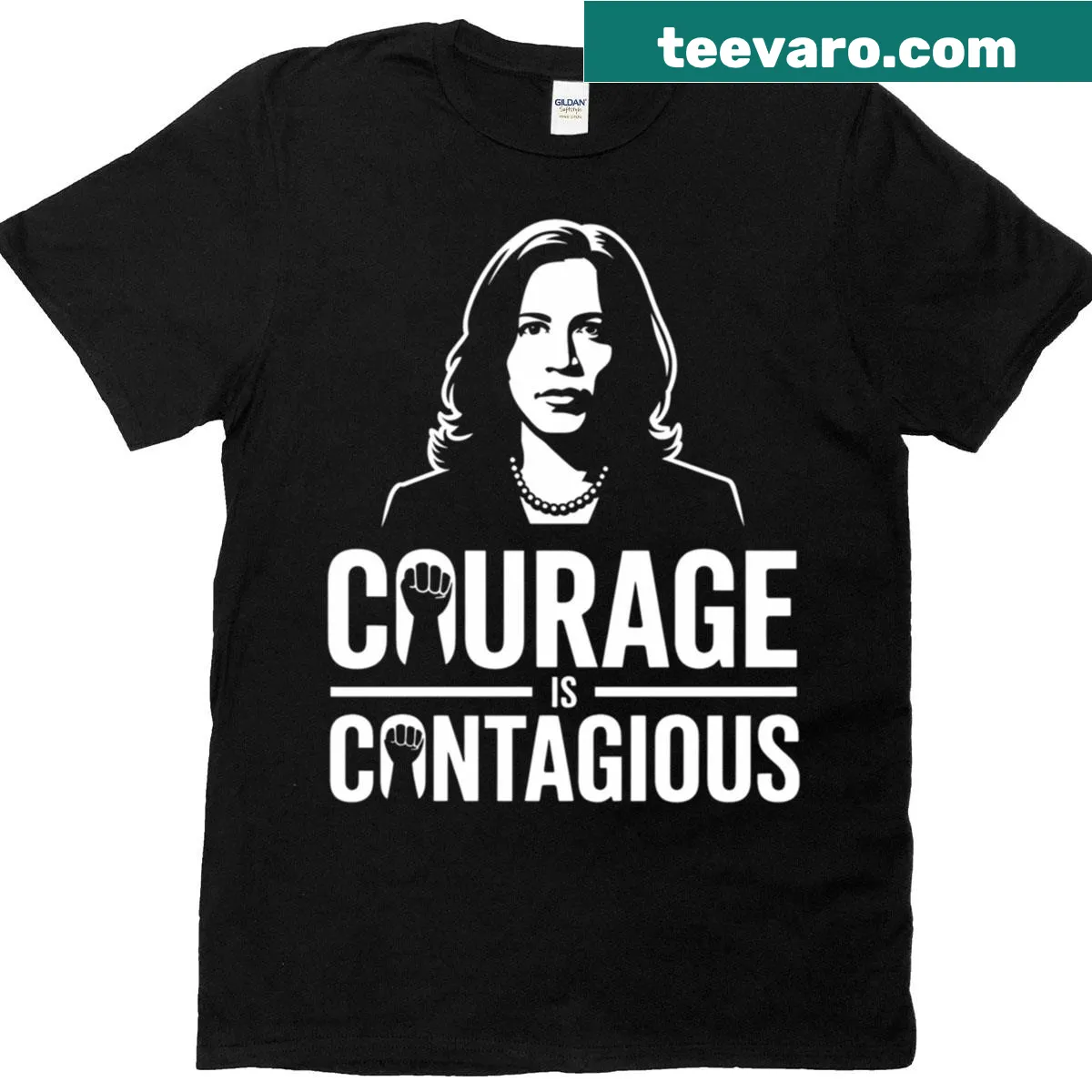 Classic T-shirt featuring Kamala Harris quote: Courage is contagious — on a men's t-shirt