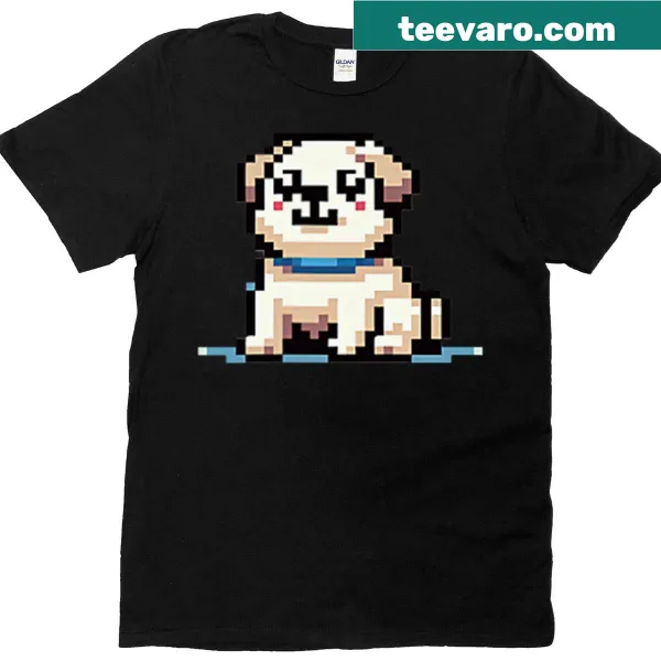Minimalist 8-bit dog graphic on a cute t-shirt