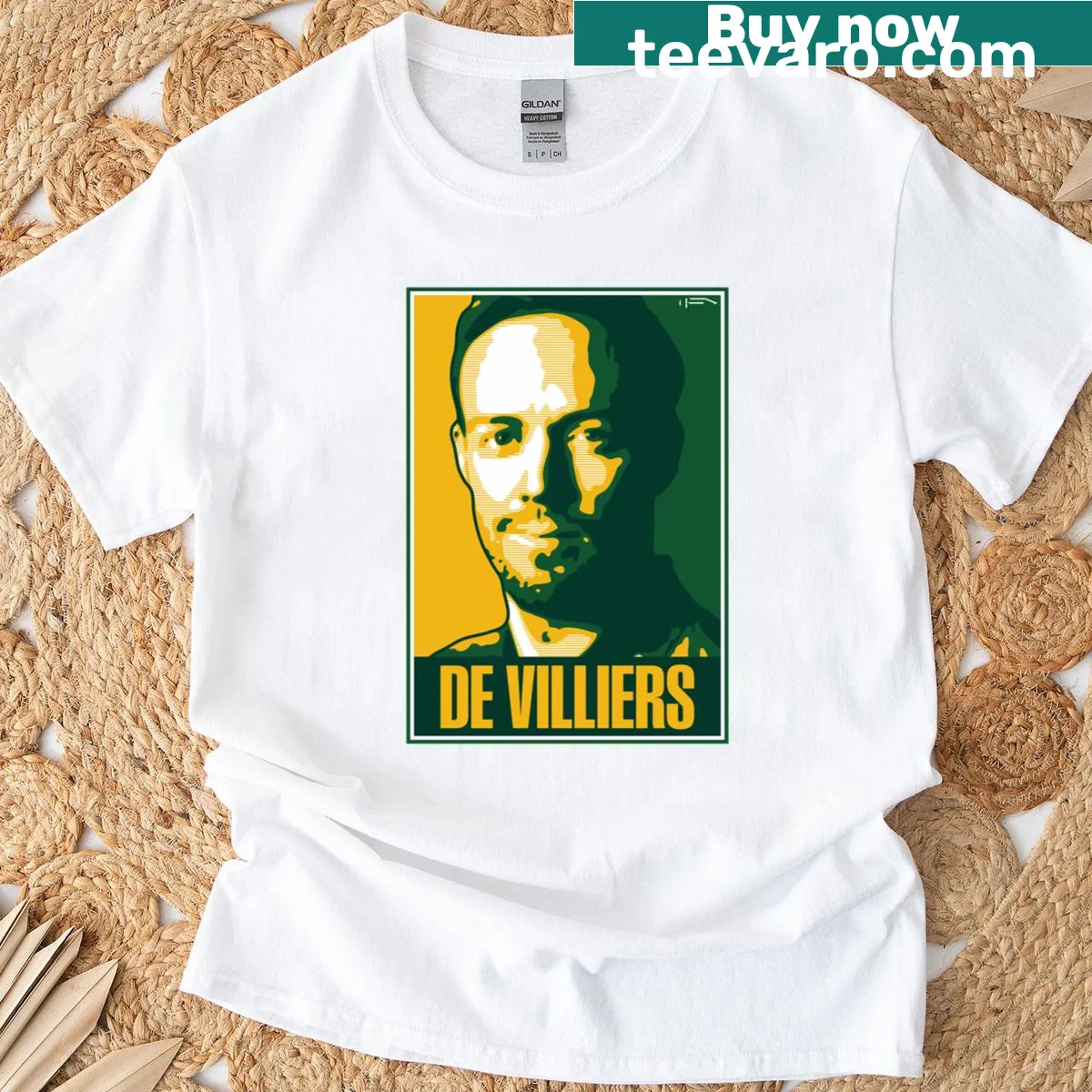 Vintage-styled De Villiers South Africa T-shirt with text design — on a men's t-shirt