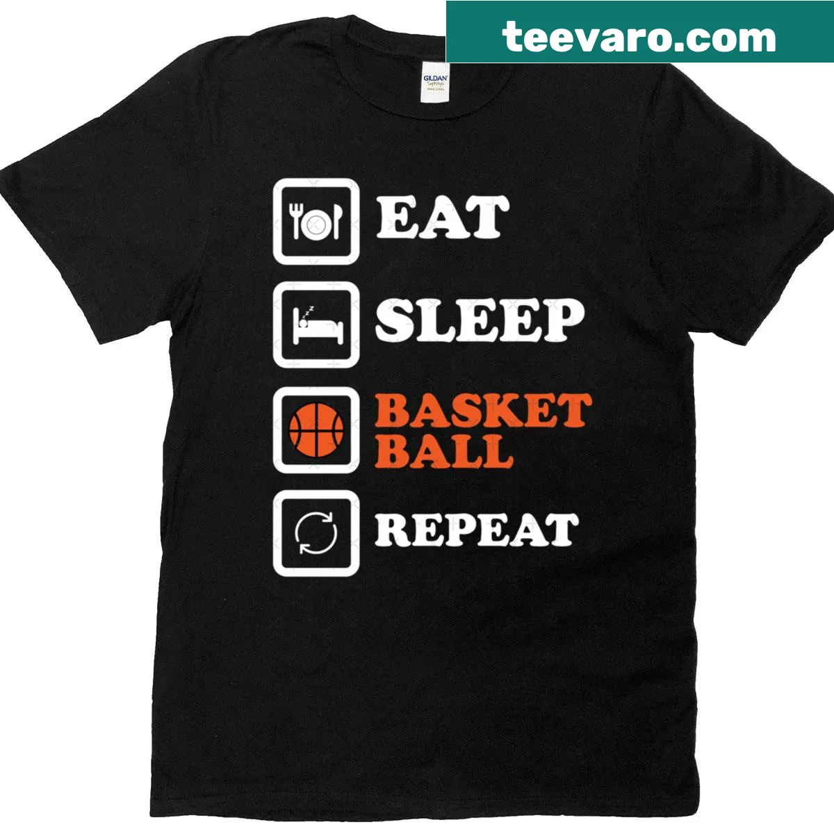 Funny basketball-themed t-shirt with silhouettes and slogan — on a men's t-shirt