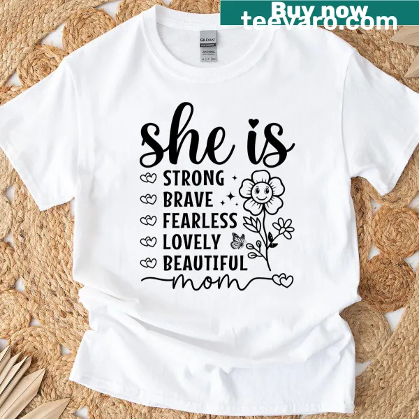 Typography design celebrating empowering moms on a classic t-shirt