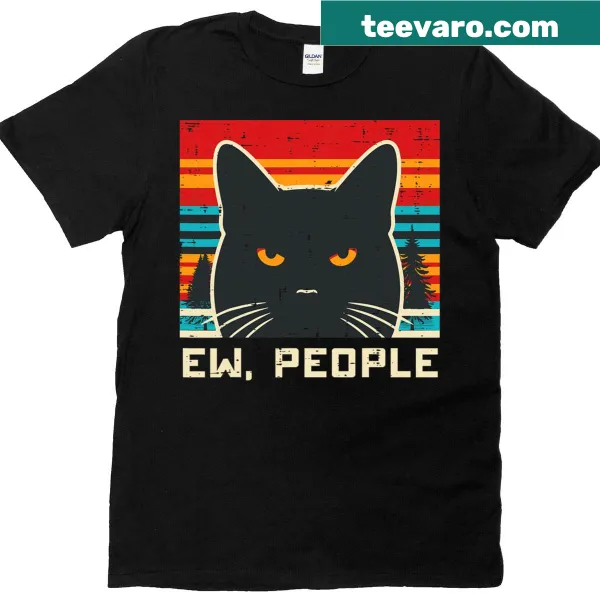 Funny introvert T-shirt featuring a black cat and humorous saying