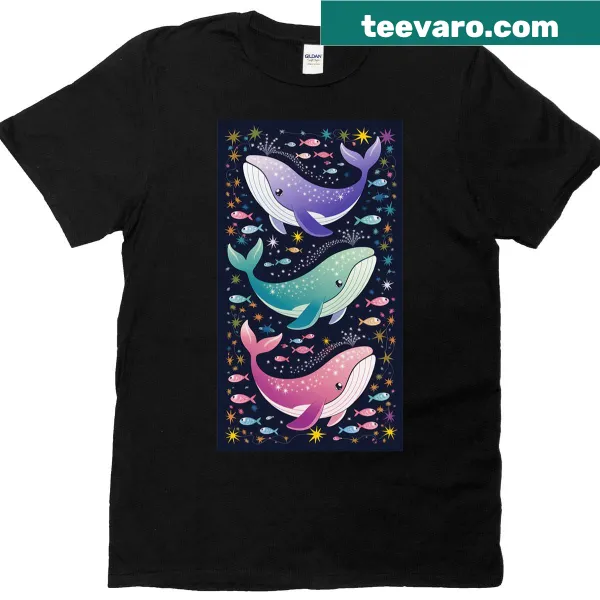 Cartoon Fish and Shark T-shirt for kids featuring playful sea creatures