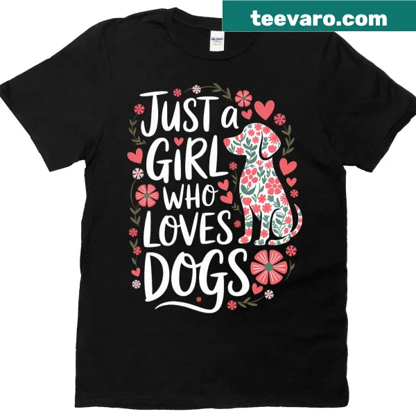 Illustrated T-shirt featuring a puppy and floral design for dog lovers