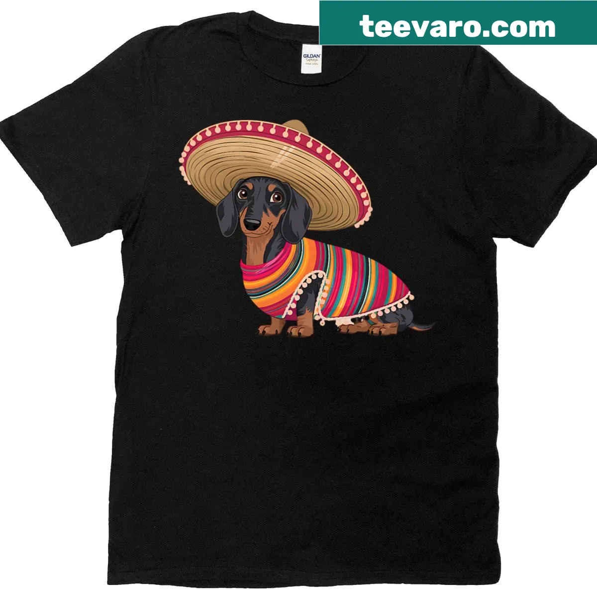 Dog wearing a Mexican hat for Cinco de Mayo celebration — on a men's t-shirt