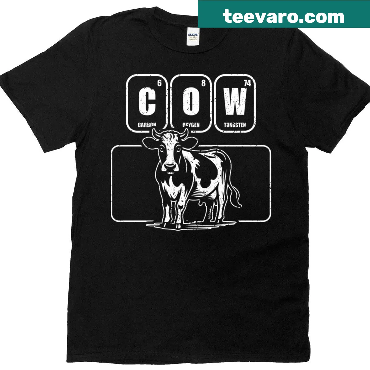 Witty design featuring periodic elements related to cows. — on a men's t-shirt