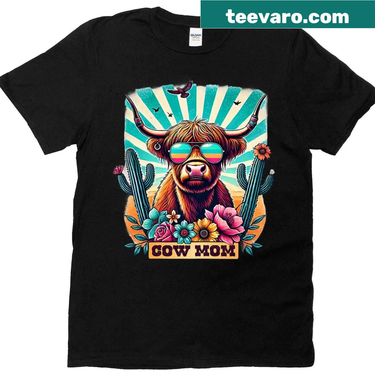 Cute Highland cow illustration for mothers on a T-shirt. — on a men's t-shirt