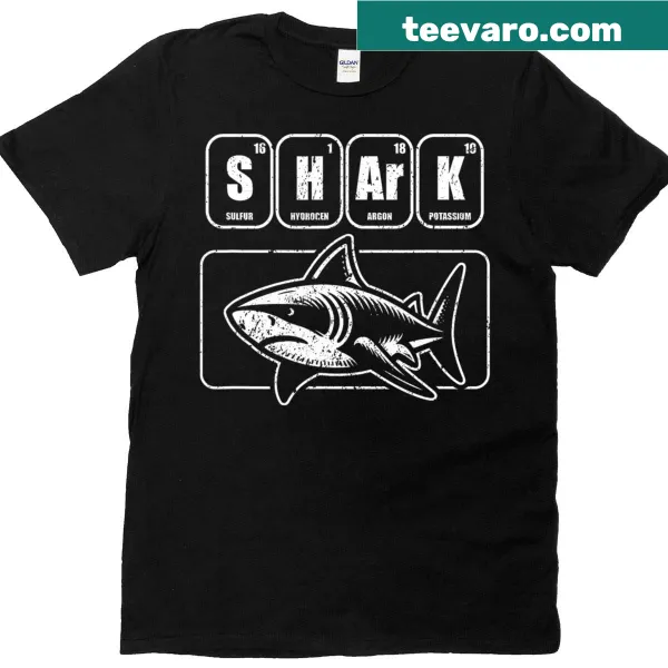 Shark graphic combined with periodic elements for science lovers