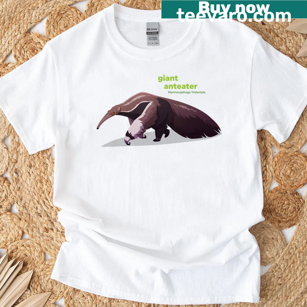 Detailed graphic of a Giant Anteater on a classic t-shirt — on a men's t-shirt