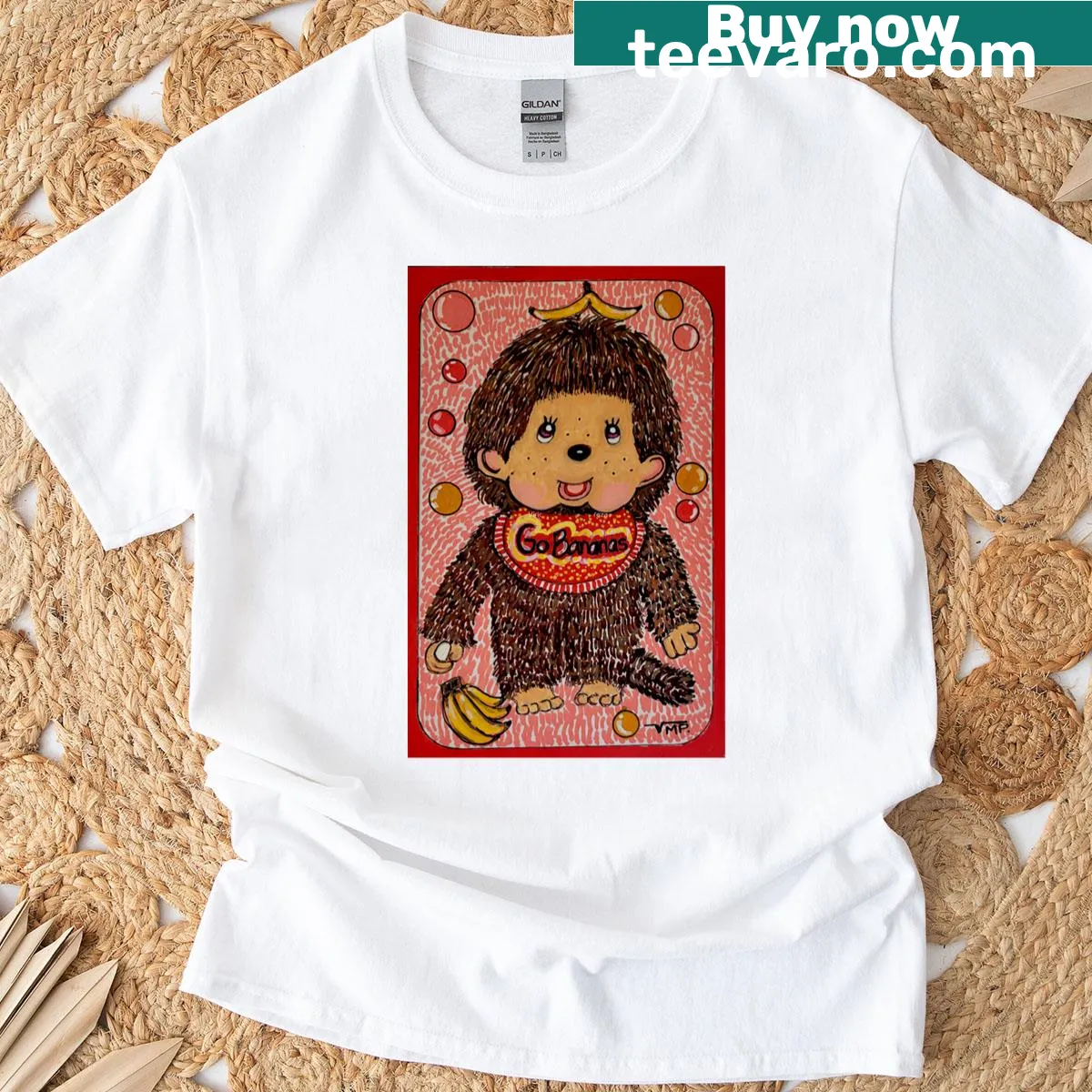 Classic T-shirt with playful 'Go Bananas' text design — on a men's t-shirt