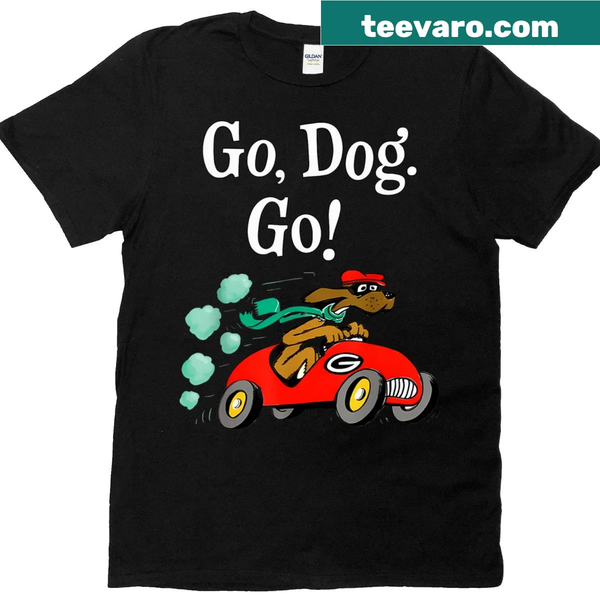 T-shirt featuring a playful cartoon dog design — on a men's t-shirt