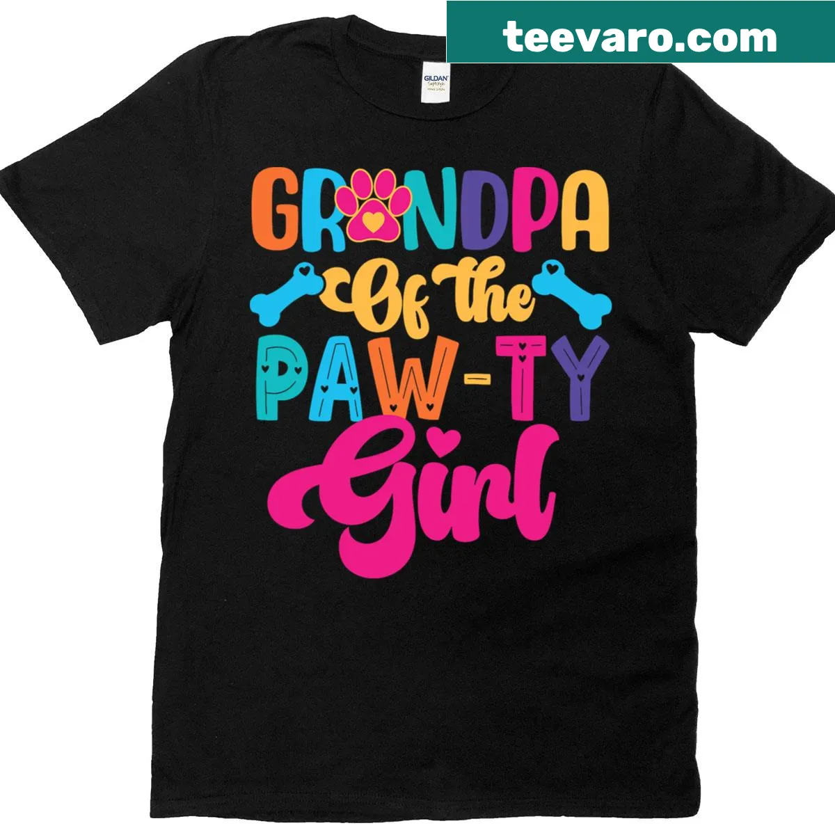 Grandpa t-shirt honoring the birthday girl with dog paw design — on a men's t-shirt