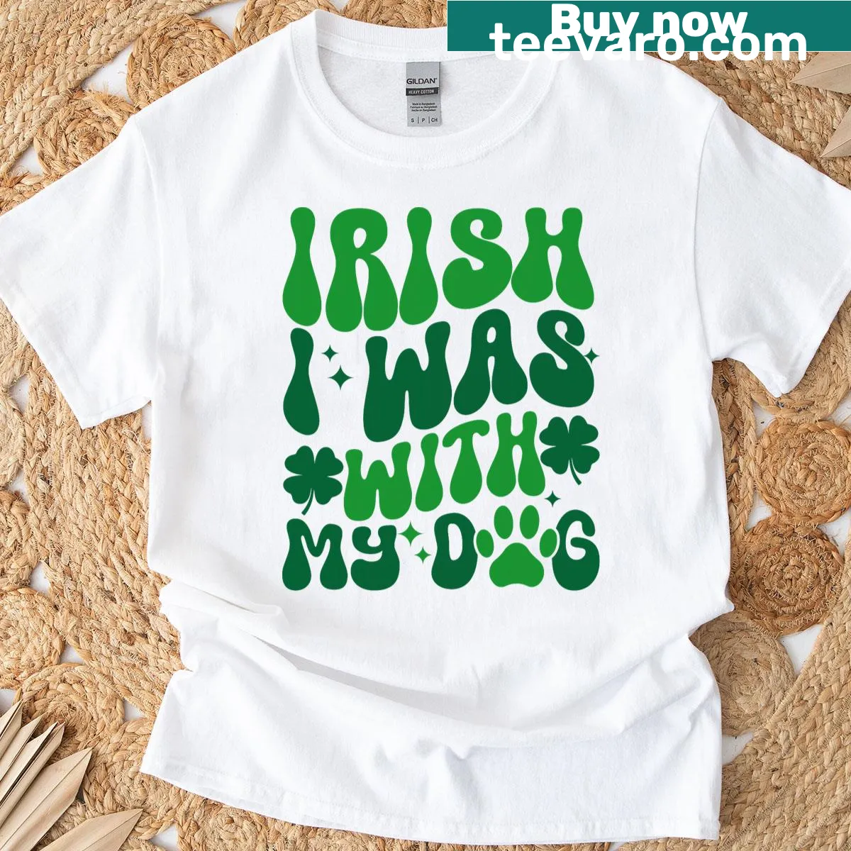 Playful I Was With My Dog t-shirt design — on a men's t-shirt