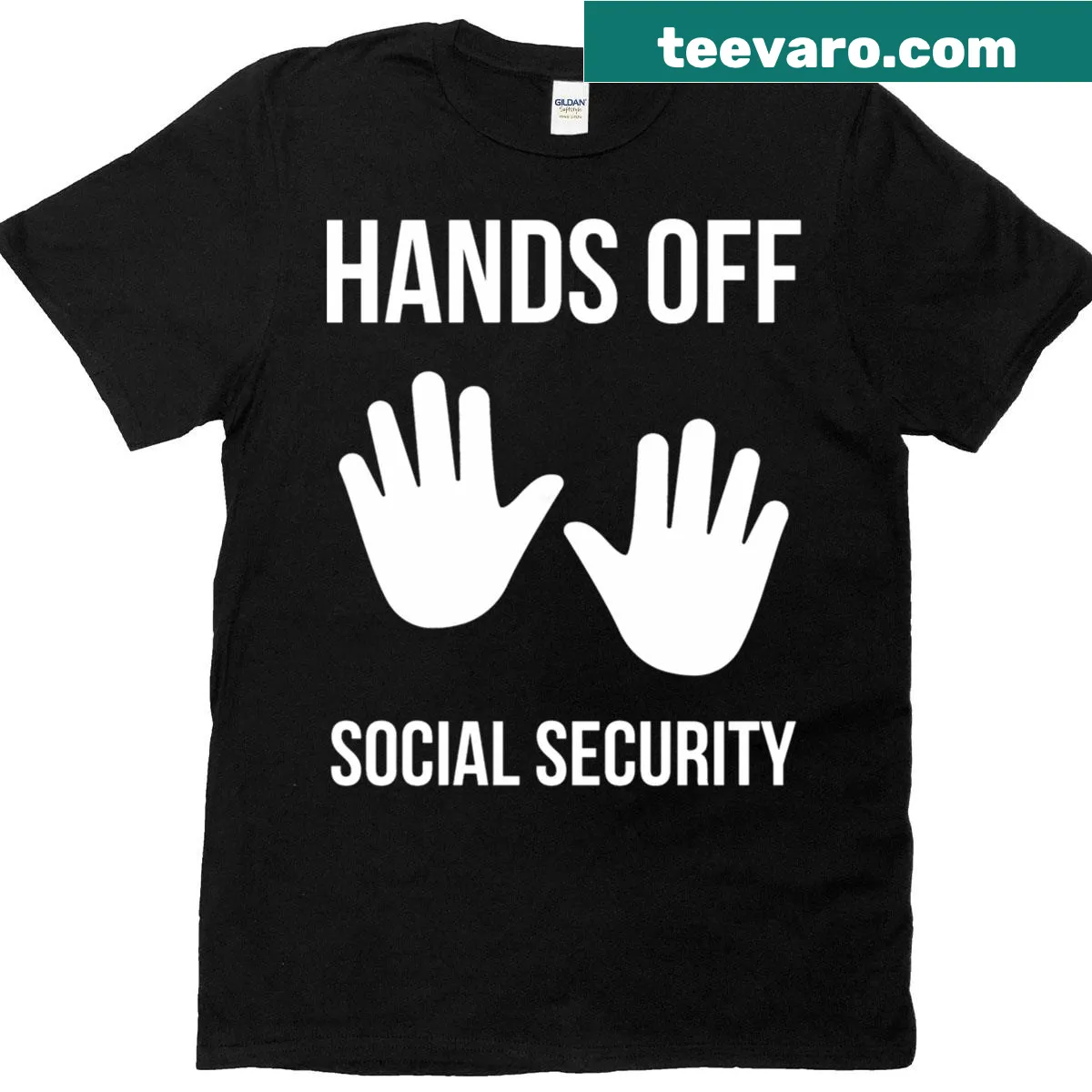 T-shirt featuring 'Hands Off Social Security' graphic advocating for social welfare — on a men's t-shirt