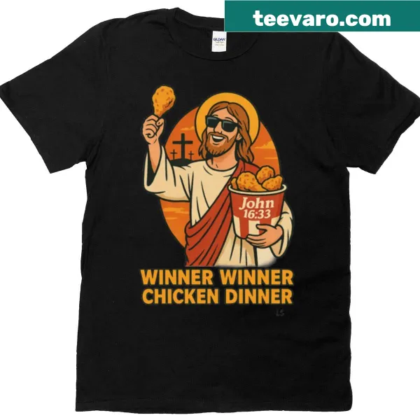 Typography t-shirt celebrating chicken dinner
