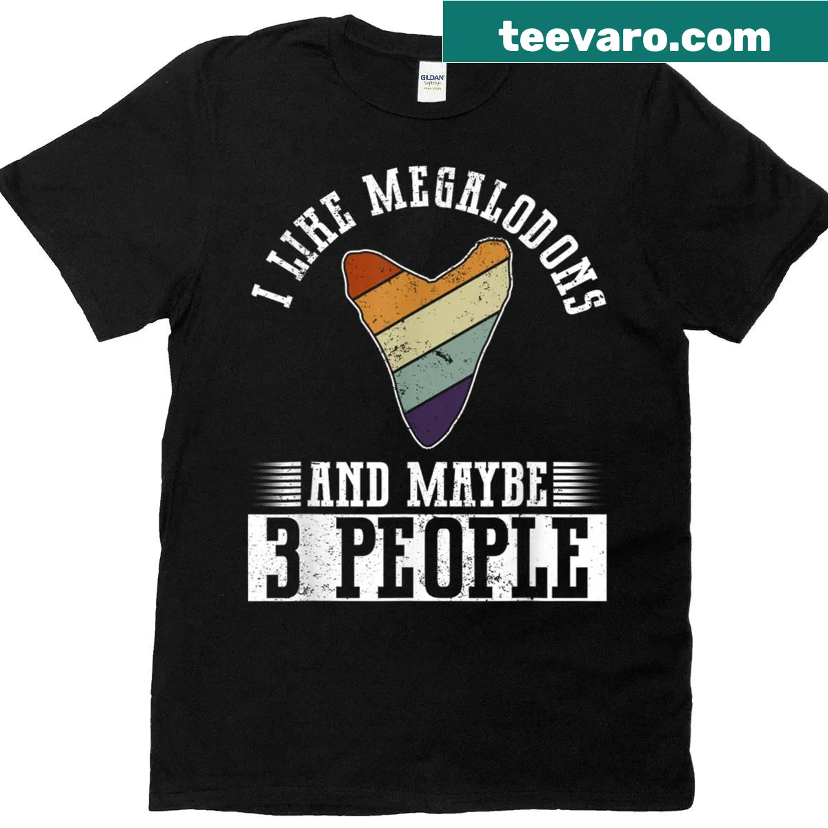 Funny Megalodon T-shirt with quirky phrase about sharks — on a men's t-shirt