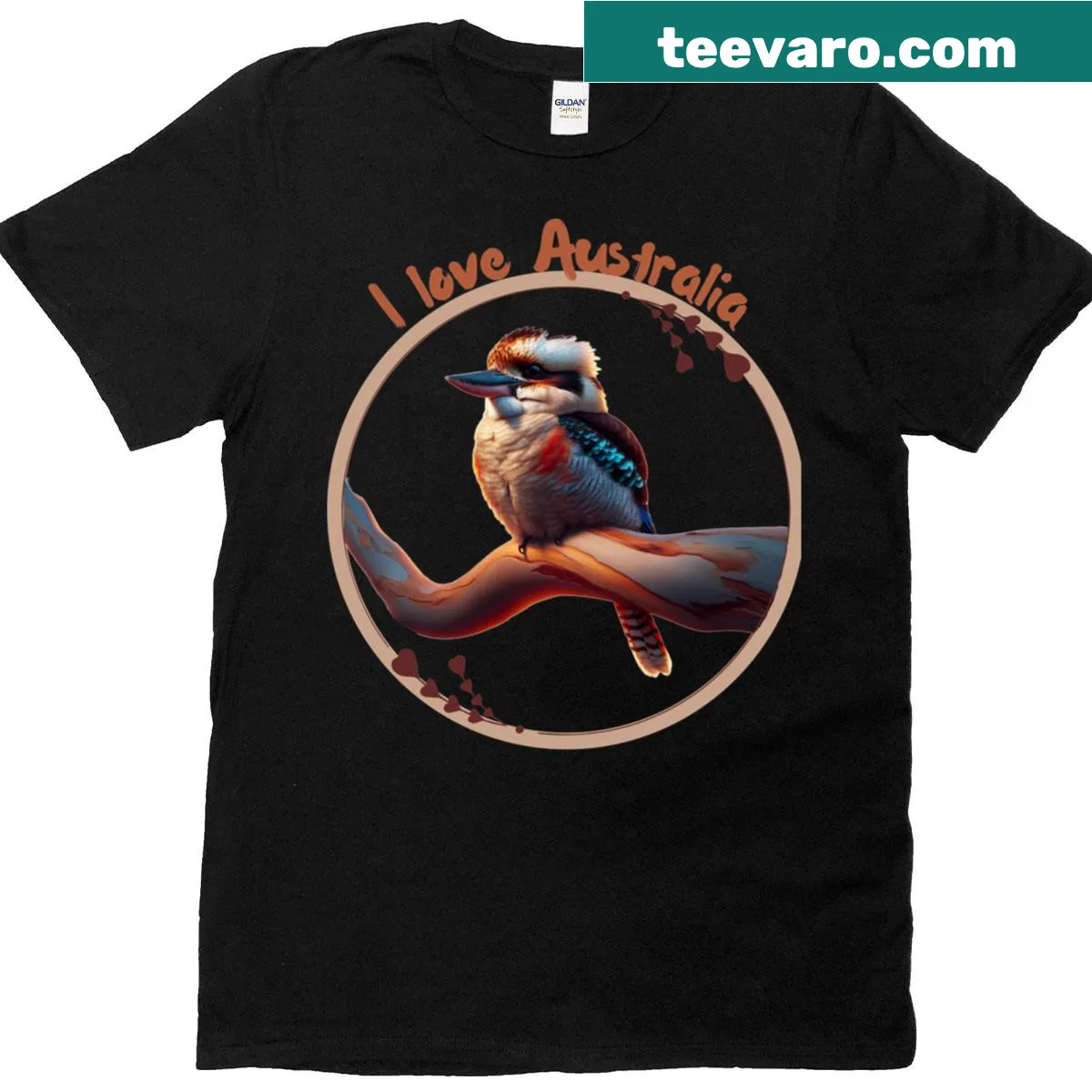 Graphic of a kookaburra bird on a t-shirt — on a men's t-shirt